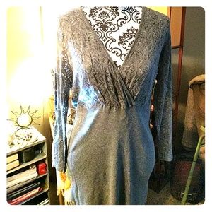 Motherhood maternity Gray lace topped shirt.